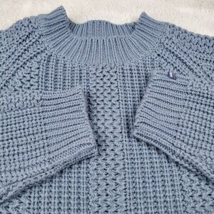 Vintage Point Zero Sweater Mens XL Chunky Knit Raglan Sleeve Textured Blue Grey